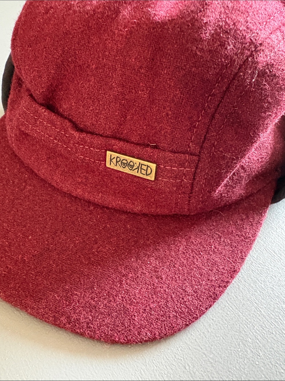 Krooked Skateboards Maroon Wool Blend 5-Panel Cap Hat
